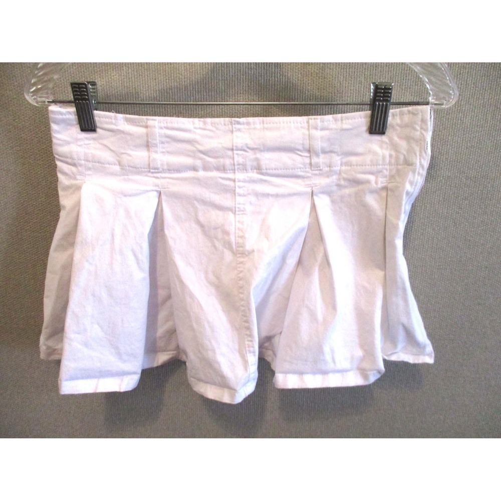 Tenniscore Y2K White Mini Skirt M Pleated Skort Low Rise Side Zip Orange Kiss